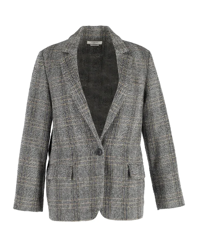 Isabel Marant Etoile Charly Herringbone Blazer in Grey Wool