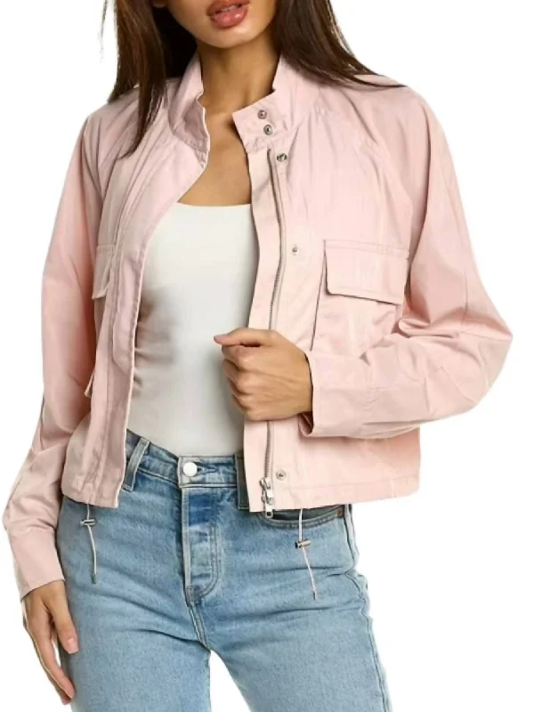 Nylon Sporty Cargo Jacket In Oyster Pink