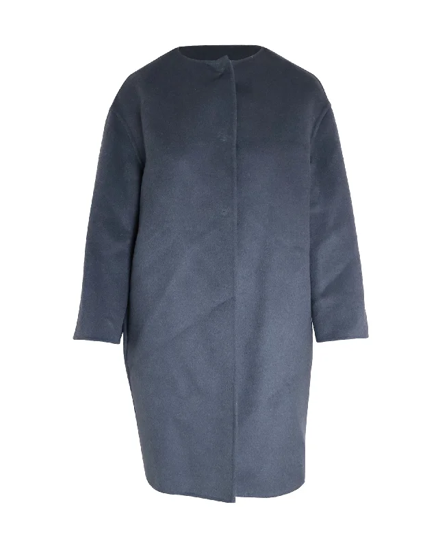 Prada Cocoon Coat in Blue Virgin Wool