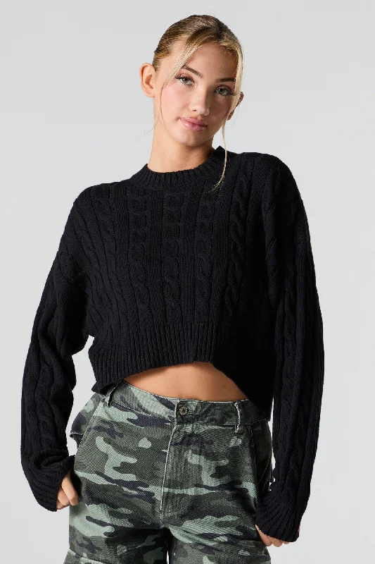 Cable Knit Cropped Sweater