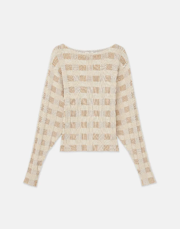 Gingham Responsible Matte Crepe Blouson Sweater