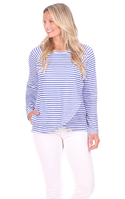 McKenna Crew Neck in Bright Blue Stripe