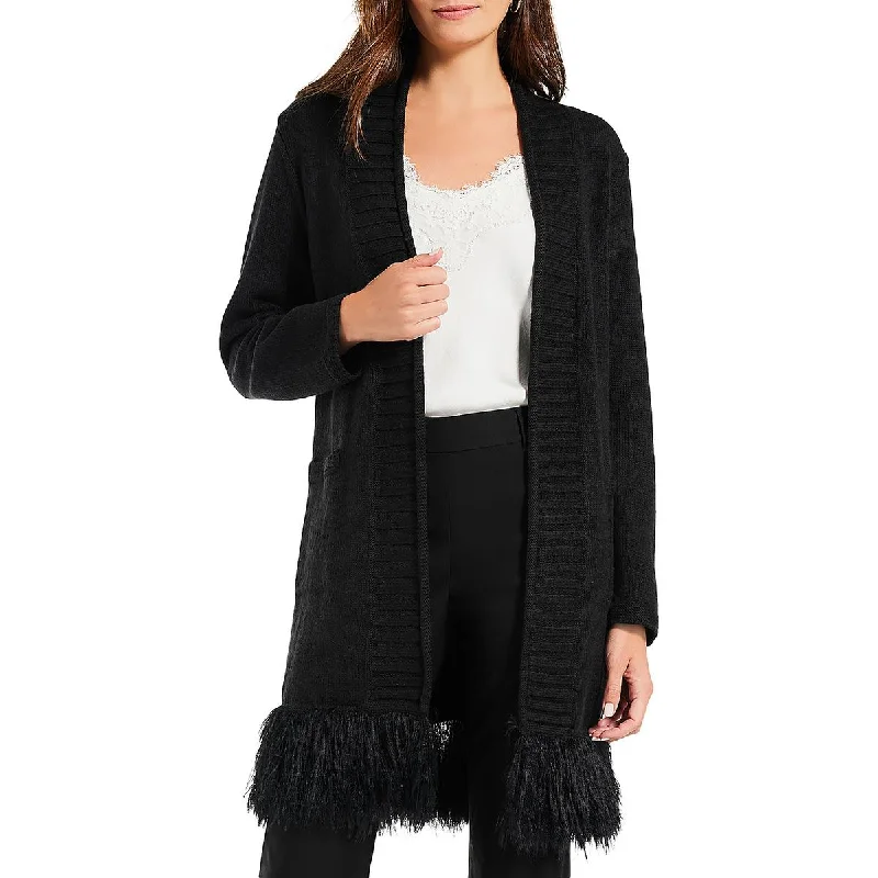 Nic + Zoe Womens Open Front Fringe Cardigan Sweater