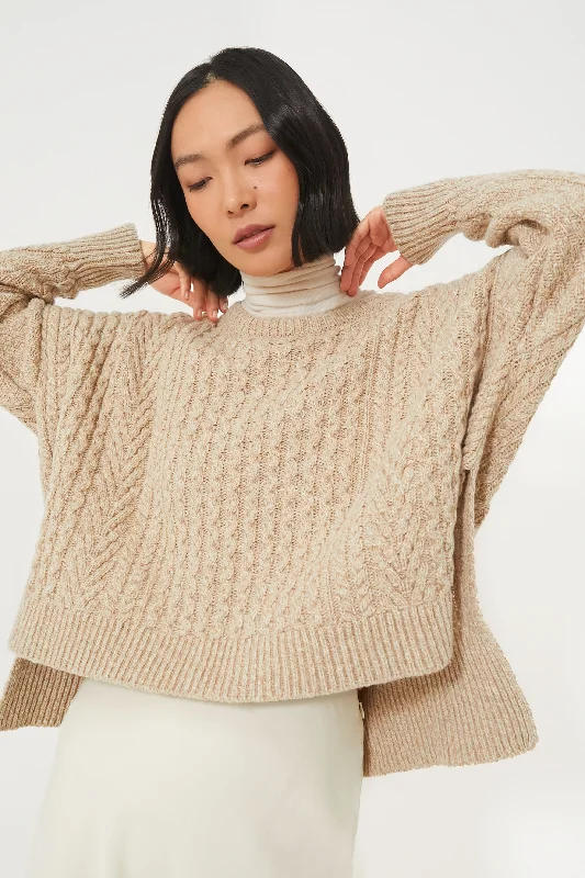 Seashell Sorrell Cropped Aran Sweater