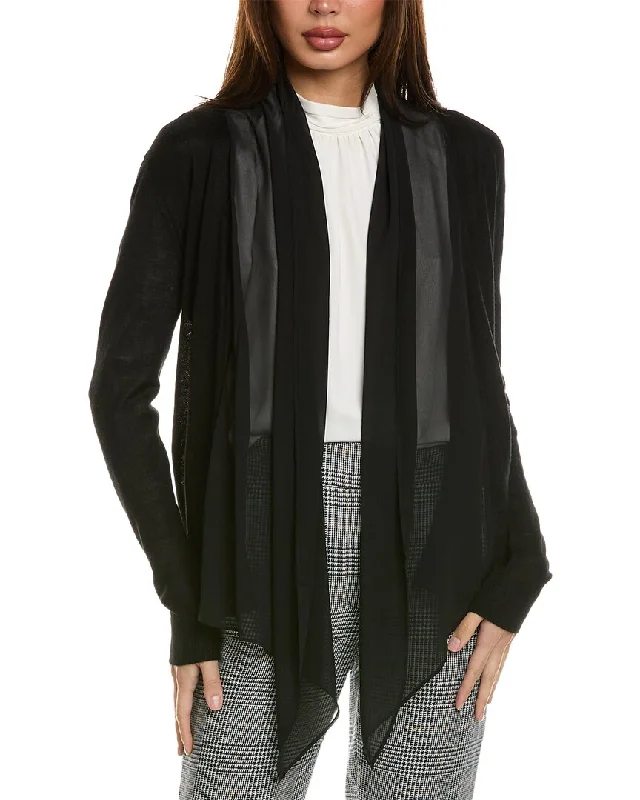 St. John Drape Collar Wool-Blend Cardigan