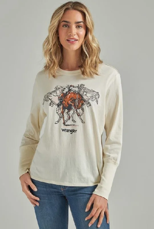 Wrangler Ladies White Long Sleeve Graphic Tee