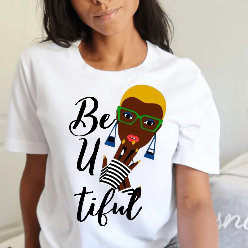 Be U Tiful Afro Woman T Shirt Short Sleeve