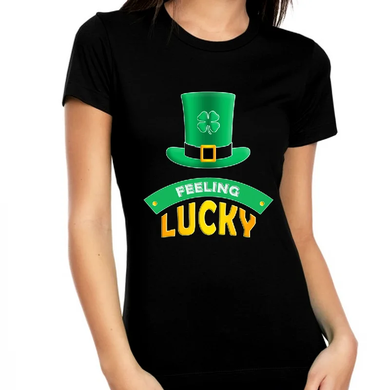 St Patricks Day Shirt for Women Saint Patrick's Shamrock Shirts Lucky Leprechaun Irish Tops