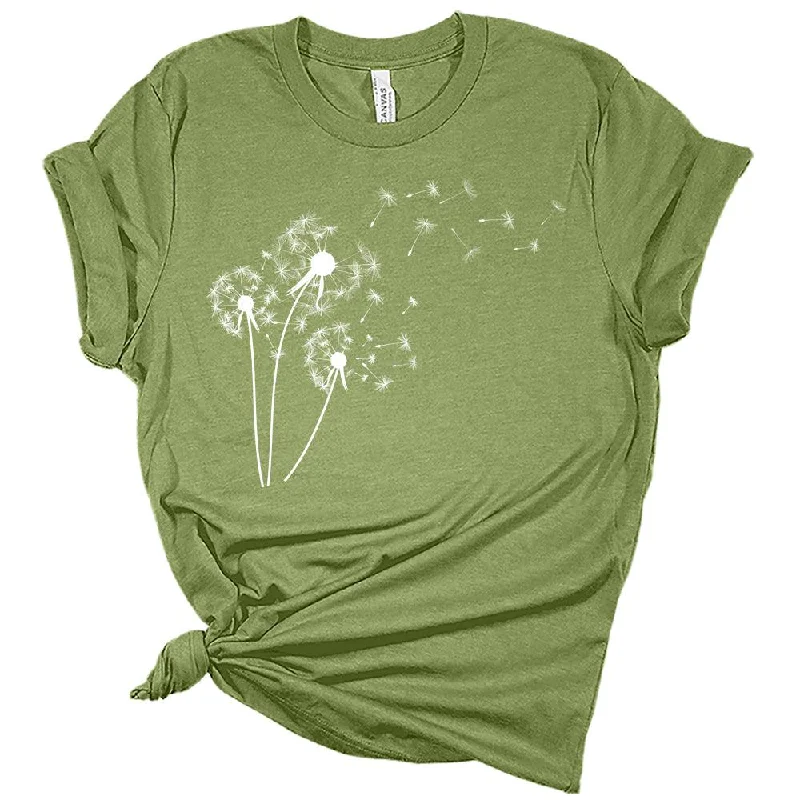 Women's Dandelion Shirts Trendy Summer Graphic Tees Short Sleeve Casual Plus Size Tops For Women