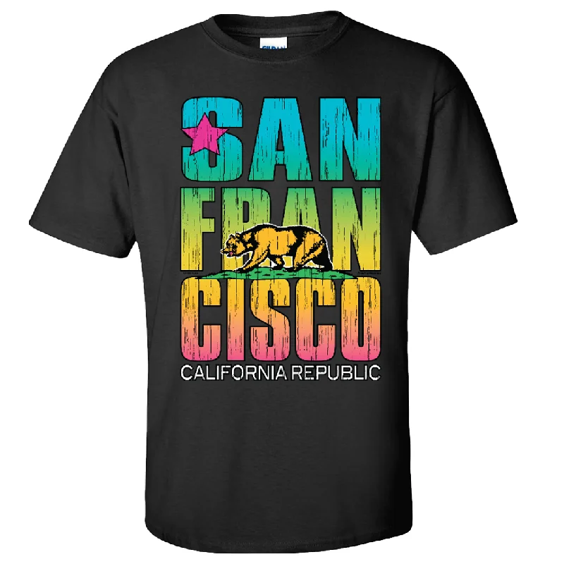 San Francisco California Neon Rainbow Asst Colors T-shirt/tee