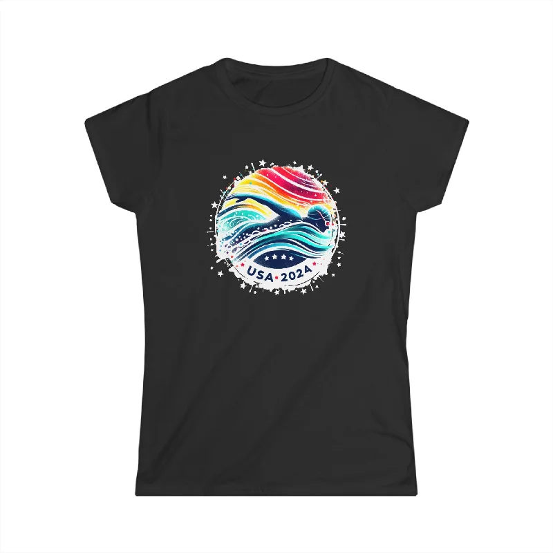 USA 2024 United States American Sport 2024 Swimming Women Shirts