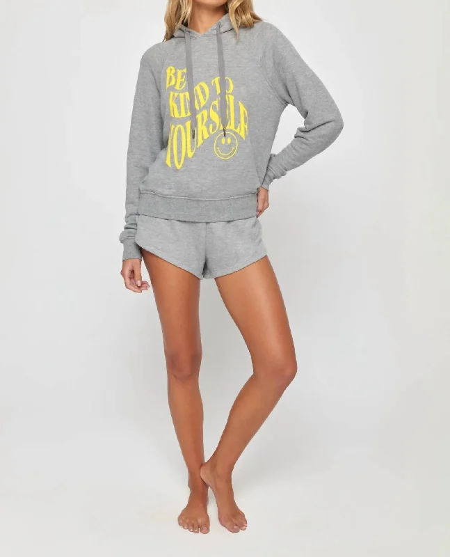 Be Kind To Yourself Crop Hoodie In Heather Ash