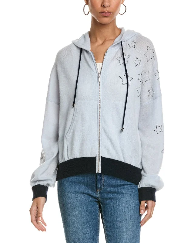 Brodie Cashmere Hot Fix Star Cashmere Zip Hoodie