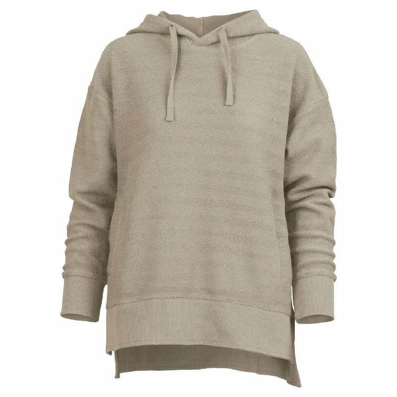 Herringbone Fleece Hoodie In Sand