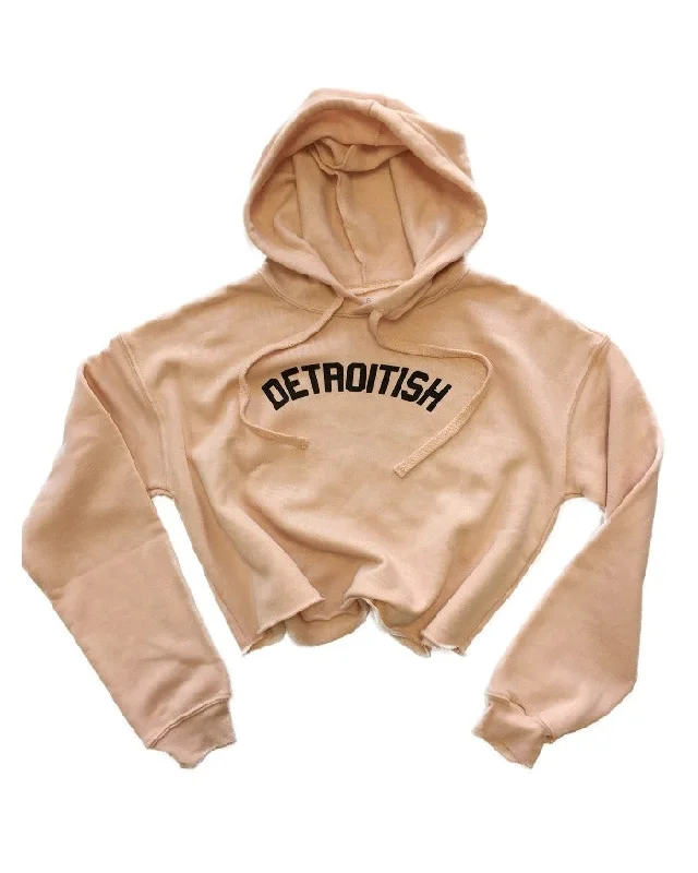 Ink Detroit Detroitish Fleece Crop Hoodie - Peach