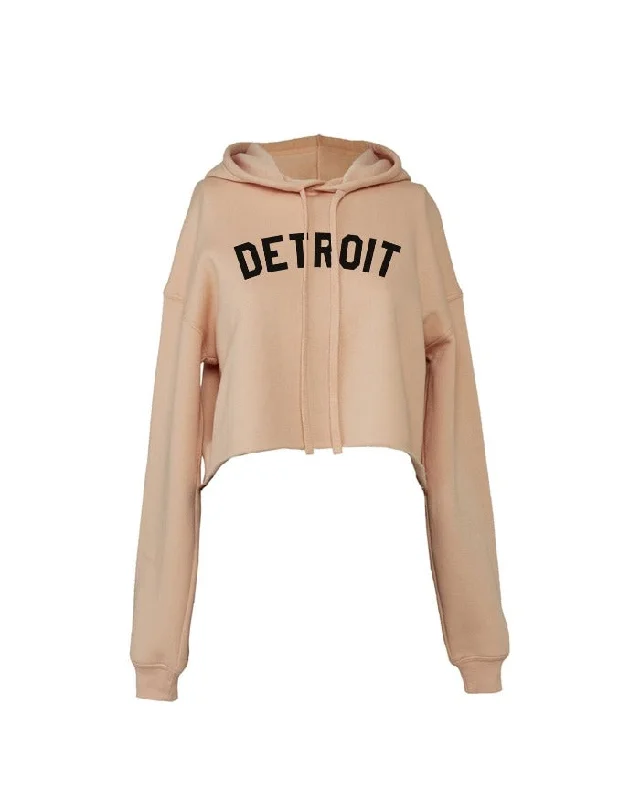 Ink Detroit Fleece Crop Hoodie - Peach