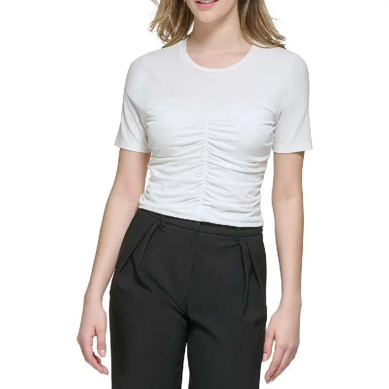 Calvin Klein Womens Ruched Work Wear Pullover Top