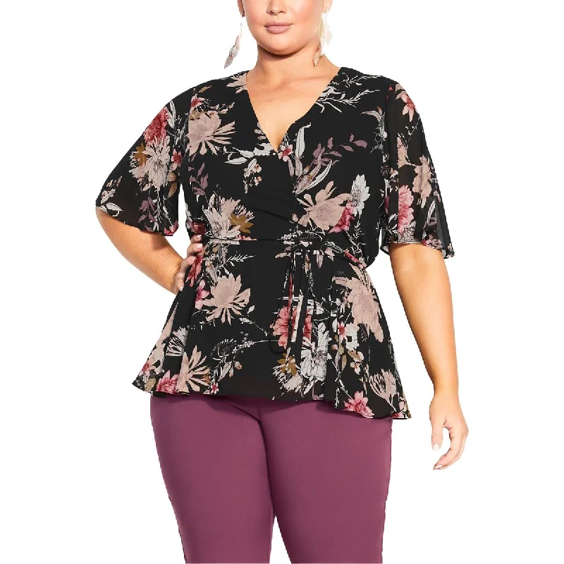 City Chic Womens Floral Print Pullover Top