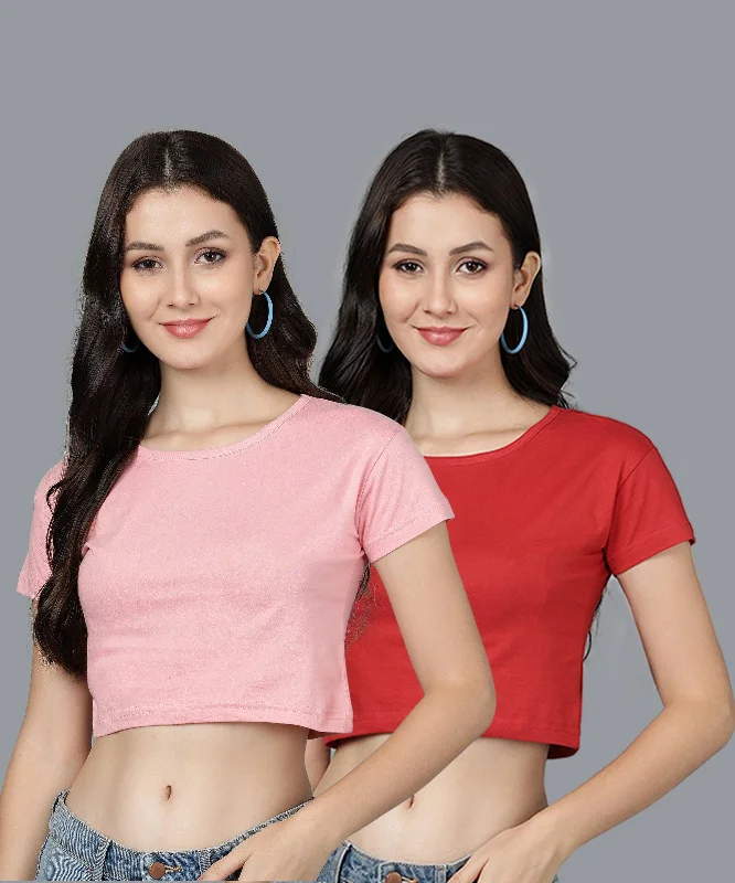 Young trendz Women's Casual Half Sleeve Crop Top (Pack Of 2)