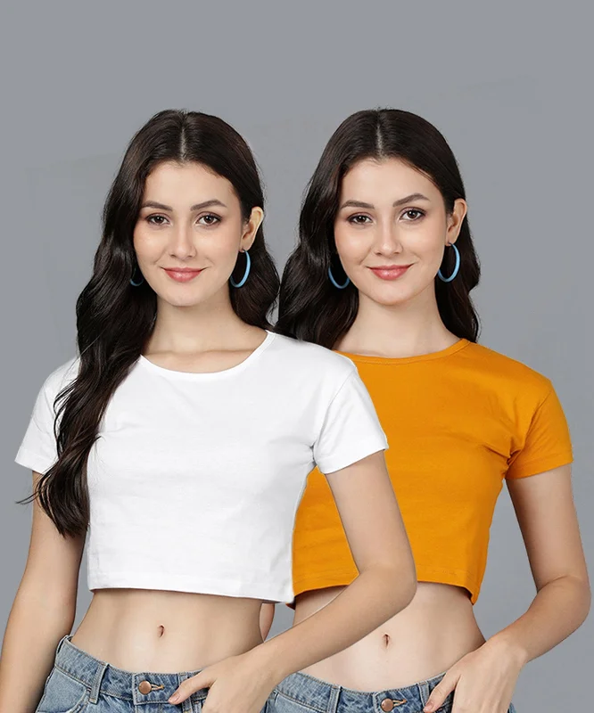 Young trendz Women's Casual Half Sleeve Crop Top (Pack Of 2)