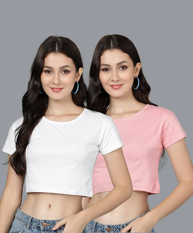 Young trendz Women's Casual Half Sleeve Crop Top (Pack Of 2)