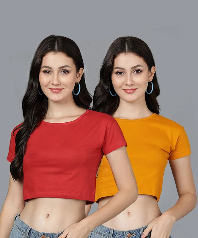 Young trendz Women's Casual Half Sleeve Crop Top (Pack Of 2)