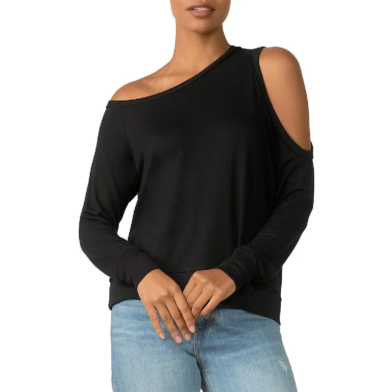 Elan Womens Boatneck One Shoulder Pullover Top