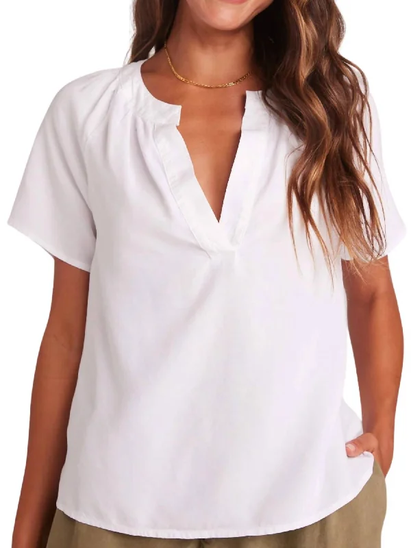 Flowy Short Sleeve Pullover Top In White