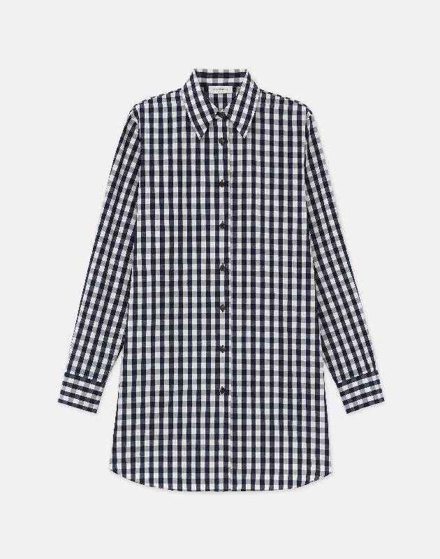 Gingham Crinkle Cotton-Linen Oversized Shirt