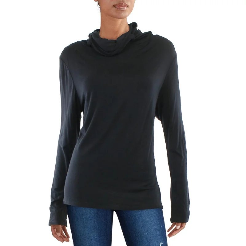 Inner Beauty Womens Cowl Neck Built In Mask Pullover Top