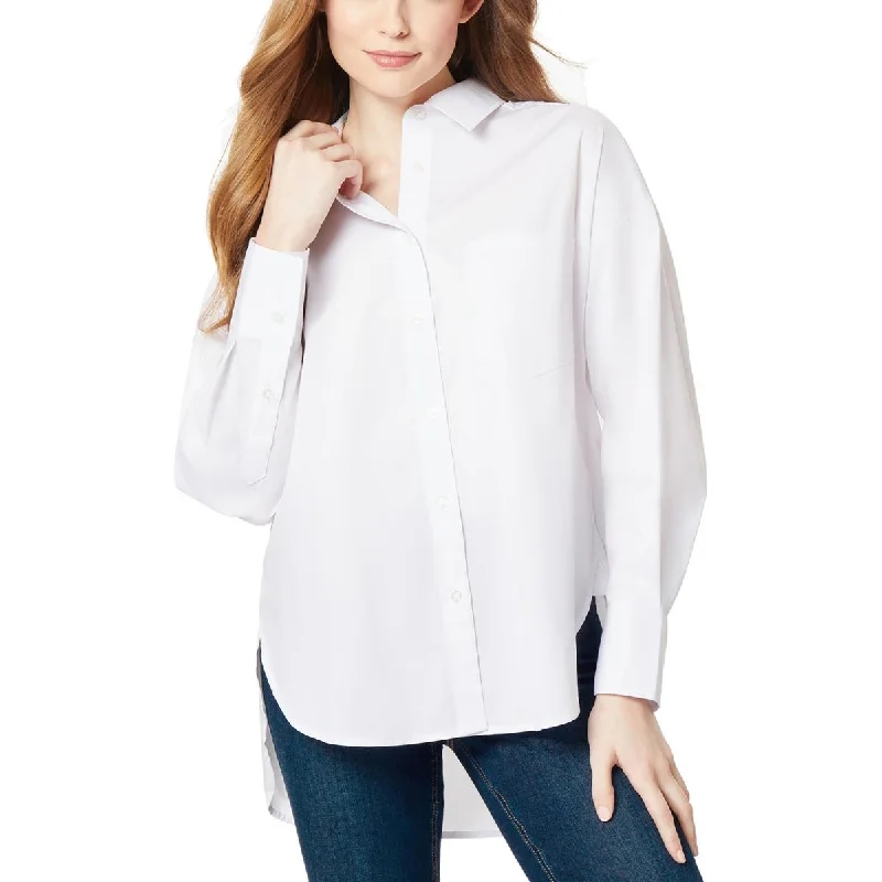 Jones New York Womens Hi-Low Oversized Button-Down Top