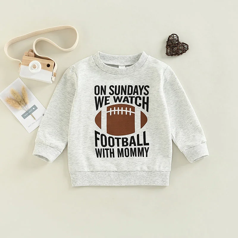 Kids Rugby Letters Print Pullover Long Sleeve Sweatshirt