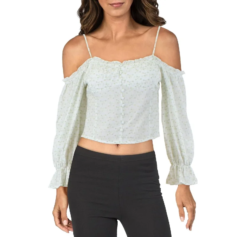 Line & Dot Womens Nikki Embroidered Off The Shoulder Pullover Top