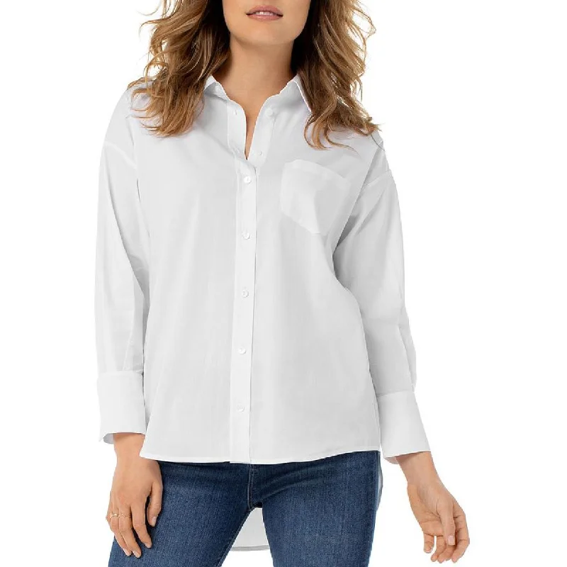 Liverpool Womens Collared Oversized Button-Down Top