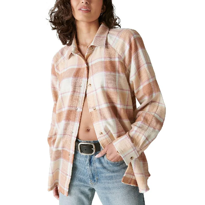 Lucky Brand Womens Cotton Oversized Button-Down Top