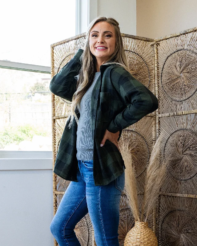 NEW! Devri Oversized Plaid Flannel - Hunter Green