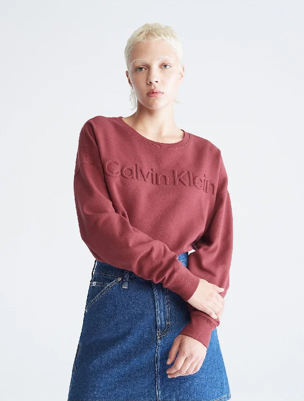 Calvin Klein Oversized Embossed Logo Crewneck Sweatshirt - Women