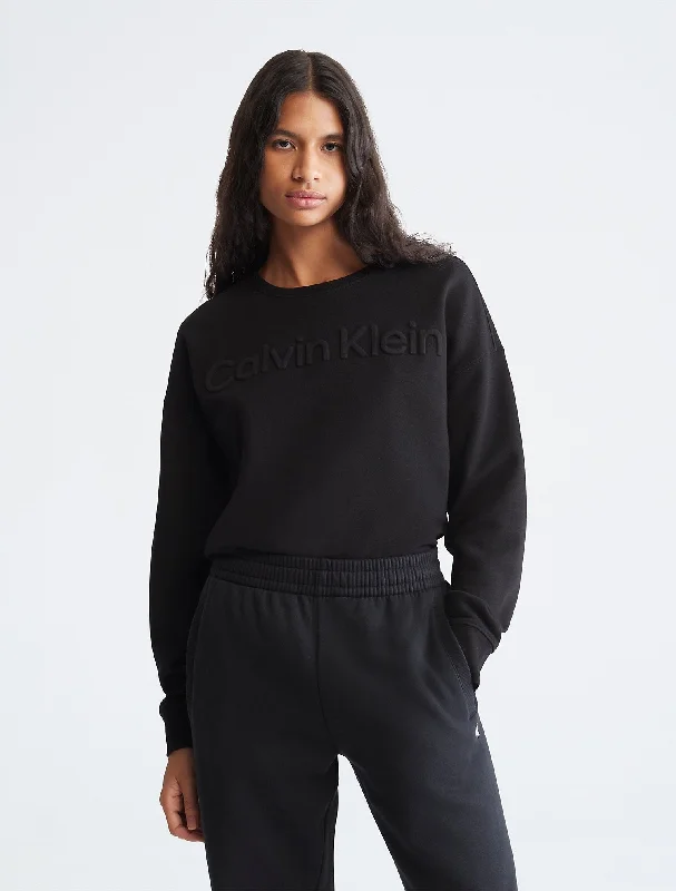 Calvin Klein Oversized Embossed Logo Crewneck Sweatshirt - Women