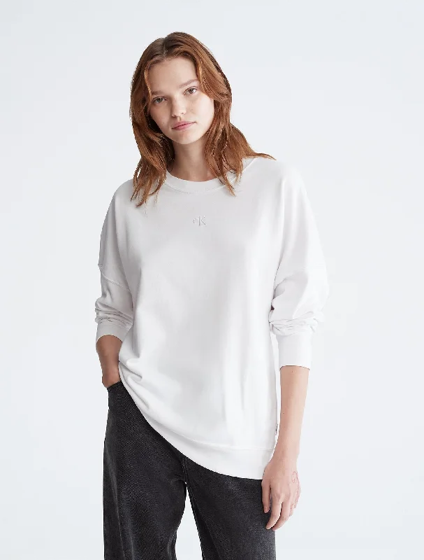 Calvin Klein Oversized Fit Monogram Logo Crewneck Sweatshirt - Women