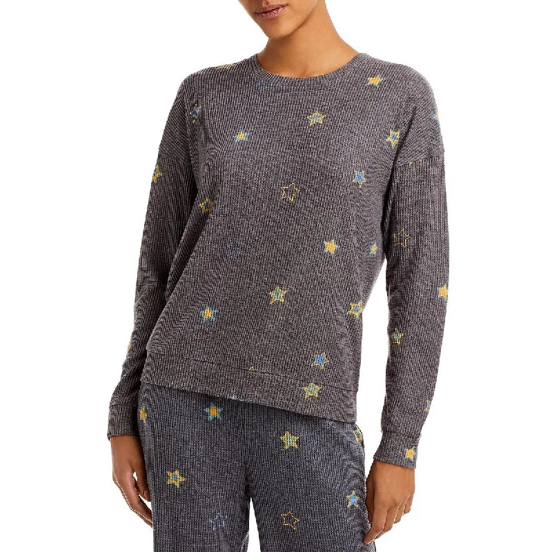 P.J. Salvage Womens Star Print Waffle Pullover Top