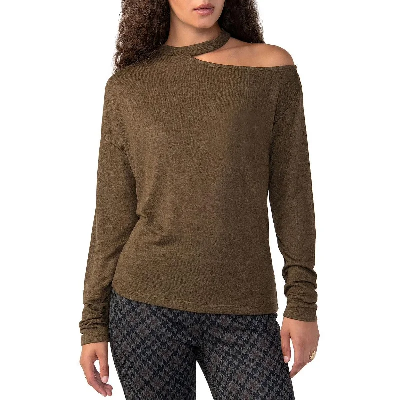 Sanctuary Womens Full Time Lover Knit Cold Shoulder Pullover Top