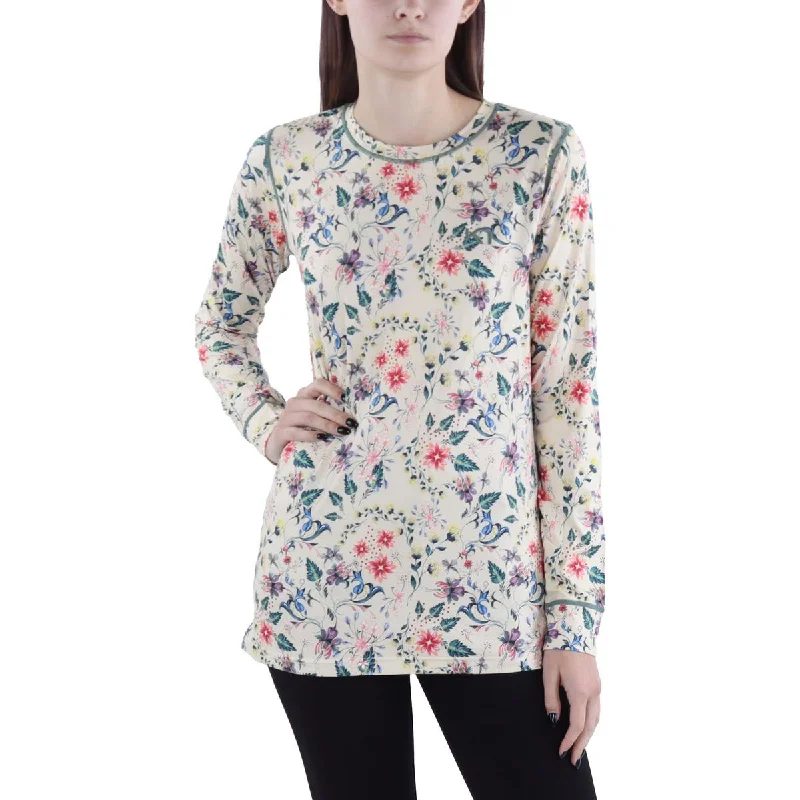 Womens Floral Print Crewneck Pullover Top