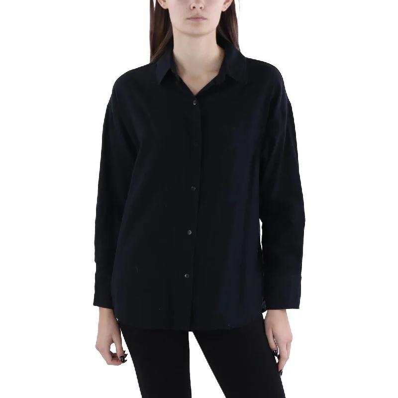 Womens Linen Oversized Button-Down Top