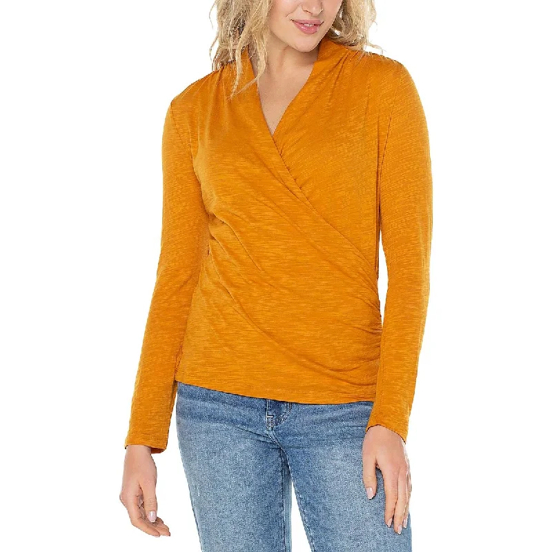 Womens Long Sleeve Slub Pullover Top