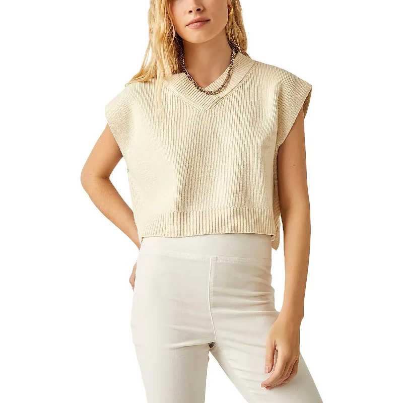 Womens Vest Ribbed Trim Pullover Top