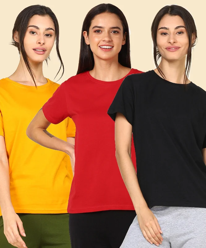 Young Trendz Womens Regular Fit Combo Solid Tshirt