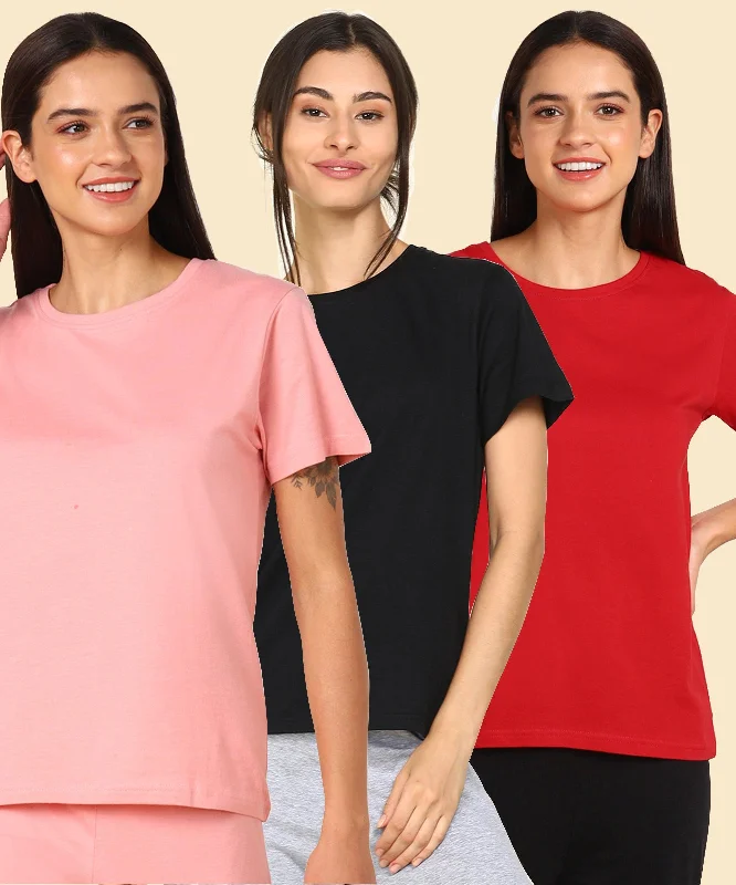 Young Trendz Women Regular Fit Combo Solid Tshirt