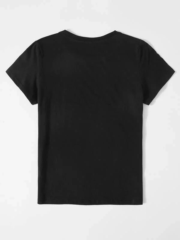 Young Trendz Womens Half Sleeve Round Neck T.shirt (Black)