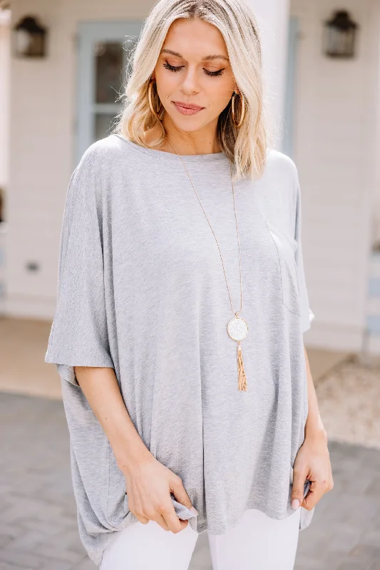 On Your Time Heather Gray Oversized Top