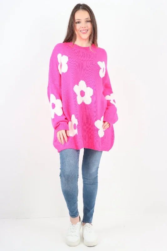 Ditsy Floral Oversized Knitted Jumper Top